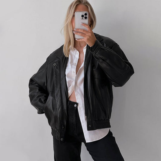 90s Women Vintage Bomber Black Oversized Leather Jacket-oversized leather jacket-oversized leather jacket women-oversized leather jacket womens-oversized leather jackets-womens oversized leather jacket-women oversized leather jacket-oversized leather jacket for women-oversized leather jackets for women-women's oversized leather jacket-vintage oversized leather jacket-black oversized leather jacket women-black oversized leather jacket
