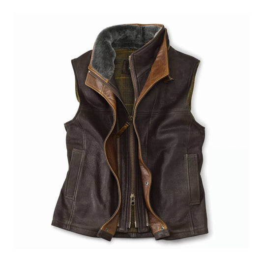 Men's Dark Brown Real Leather Vest: Handmade Western Cowboy Style