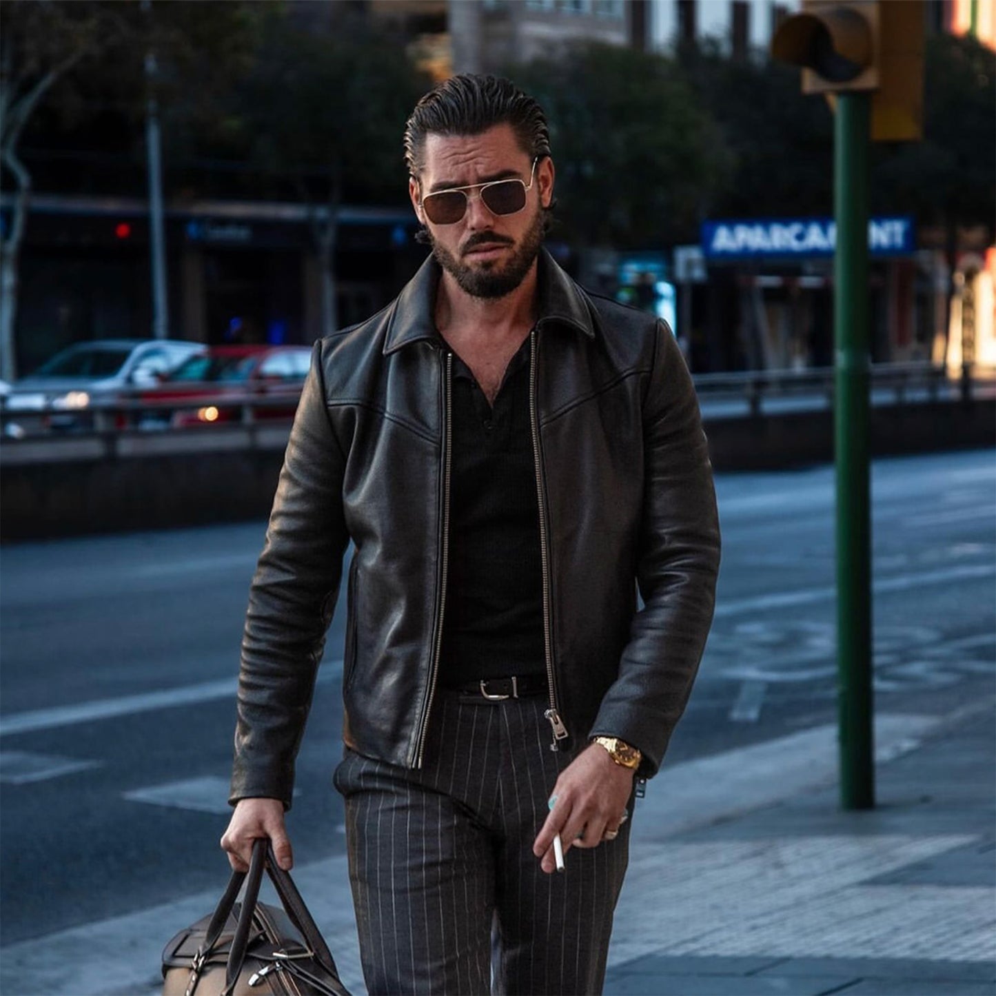 1990s Vintage Black Genuine Sheepskin Leather Biker Jacket: Handmade Retro Motorcycle Jacket