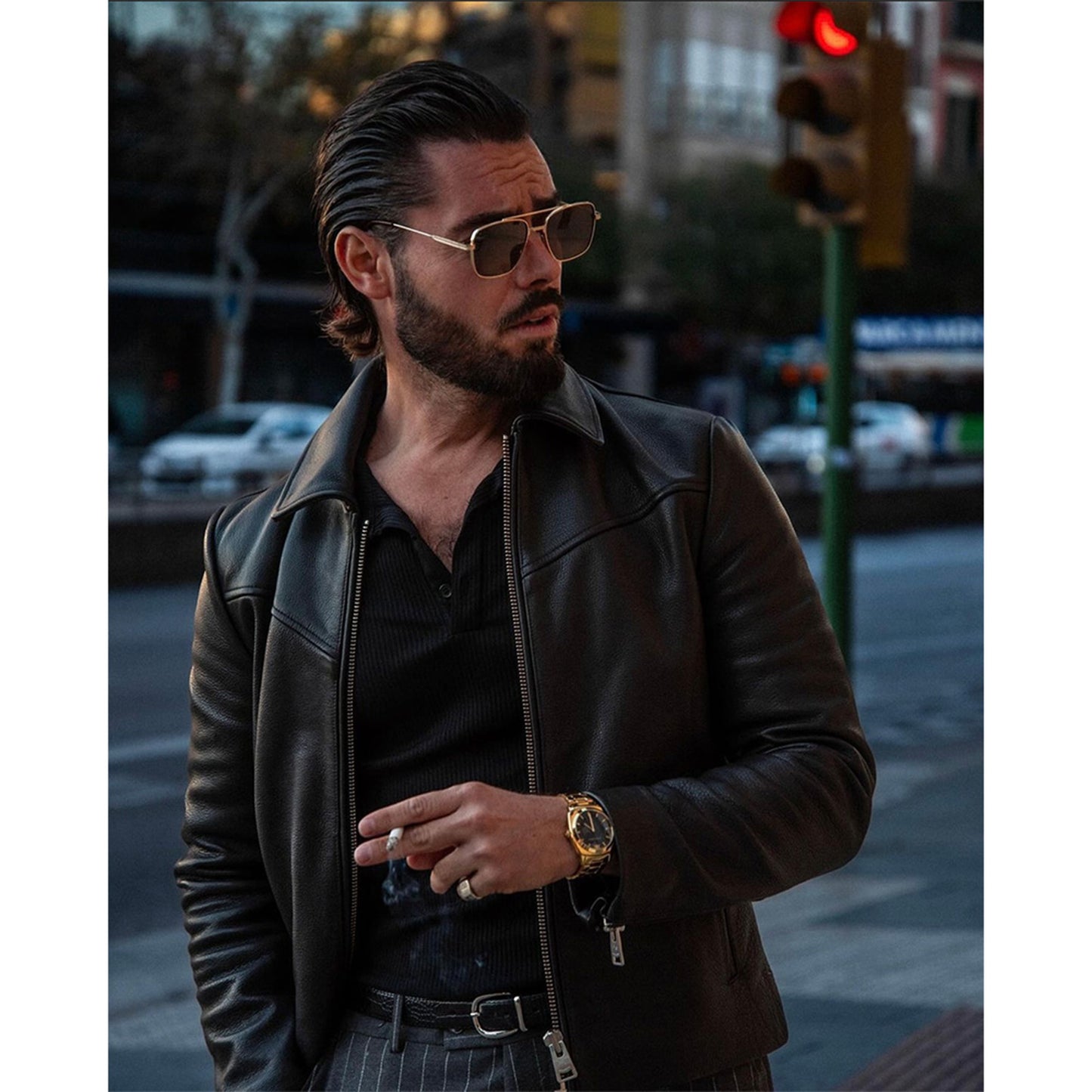 1990s Vintage Black Genuine Sheepskin Leather Biker Jacket: Handmade Retro Motorcycle Jacket