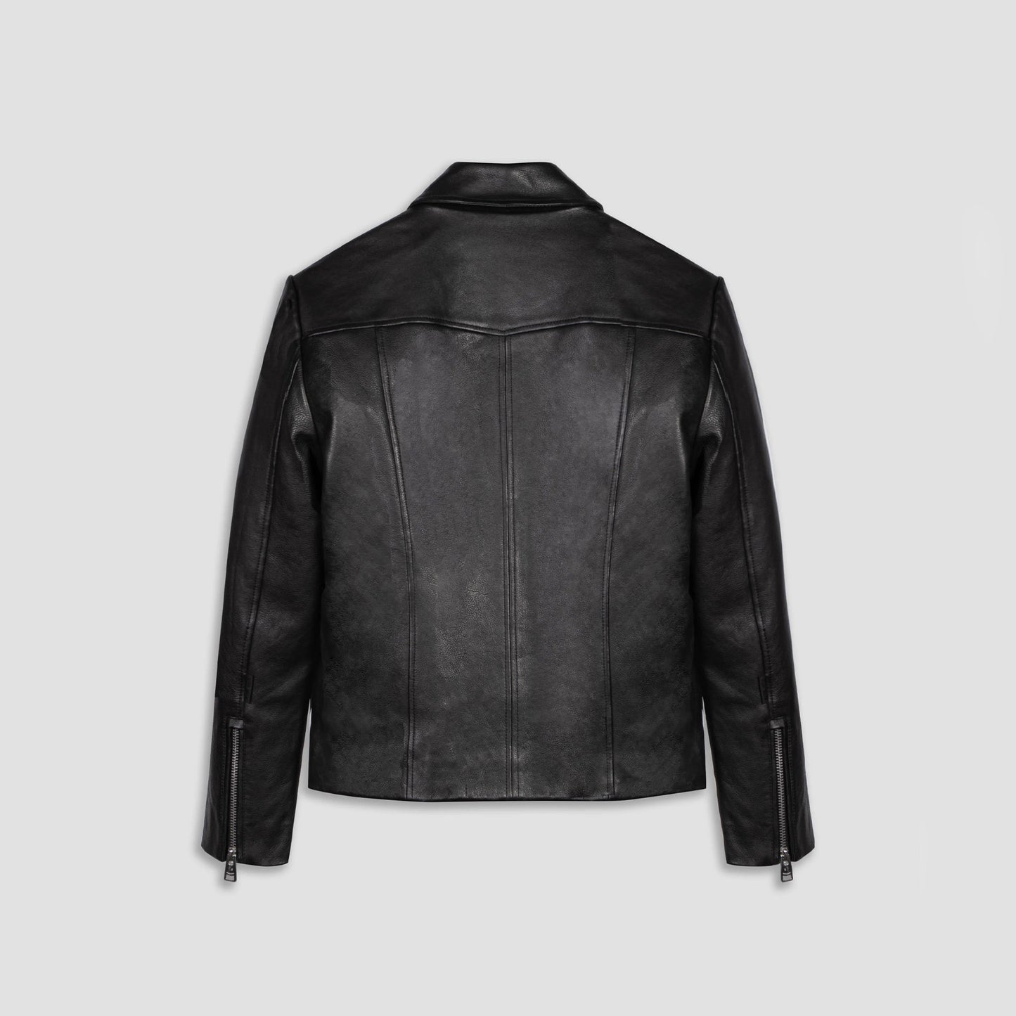 1990s Vintage Black Genuine Sheepskin Leather Biker Jacket: Handmade Retro Motorcycle Jacket