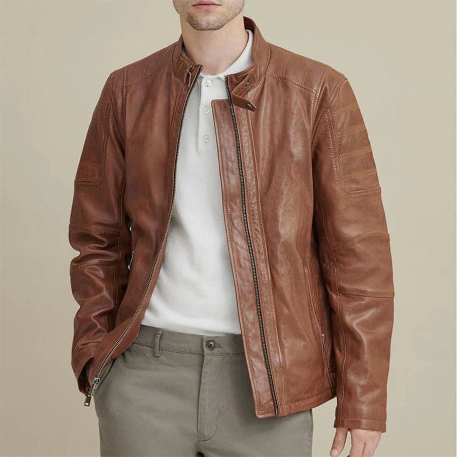 brown leather jacket-biker jacket-leather motor bike jacket-leather biker jacket-bike jacket-Men Stylish Biker Leather Jacket-Pebbled Leather-leather motor bike jacket-Mens brown Leather Biker Jacket-shearling jacket-brown jacket-