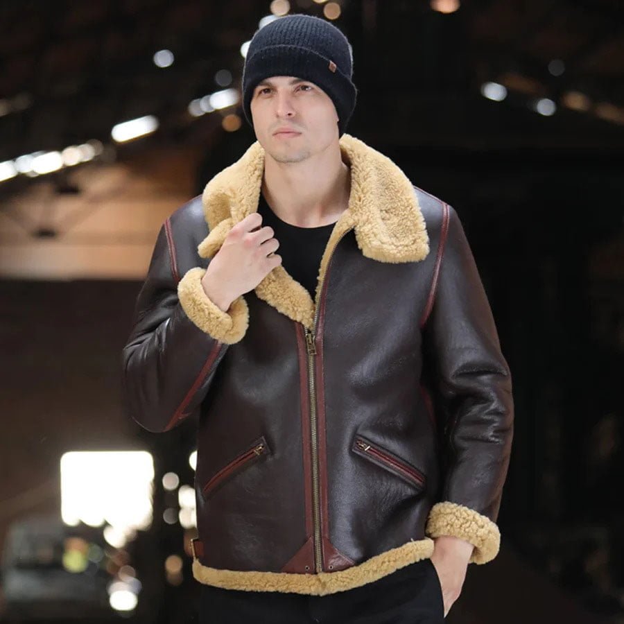 shearling jacket-faux shearling jacket-shearling jacket mens-shearling leather jacket,brown leather jacket,leather coat,brown coat