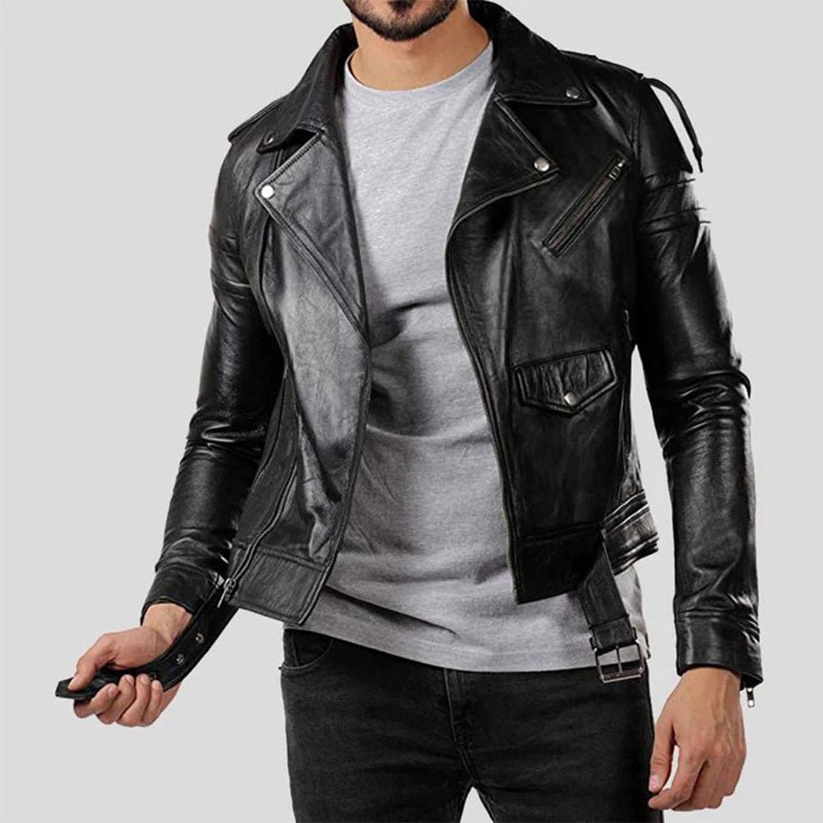 black vintage jacket-motorcycle jacket-leather jacket-black motorcycle jacket-biker jacket-leather motor bike jacket-leather biker jacket-bike jacket-Men Stylish Biker Leather Jacket-Pebbled Leather-leather motor bike jacket-Mens Black Leather Biker Jacket