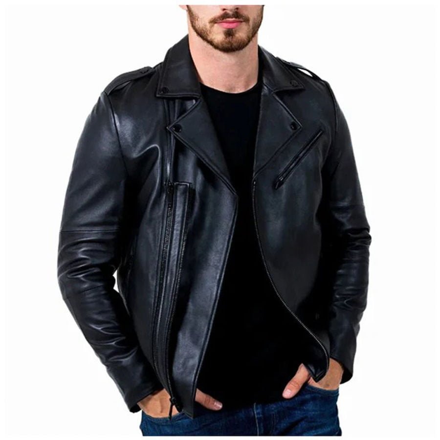 leather jacket-mens leather jacket-biker leather jacket-biker jacket-leather motor bike jacket-leather biker jacket-bike jacket-Men Stylish Biker Leather Jacket-Pebbled Leather-leather motor bike jacket-Mens Black Leather Biker Jacket