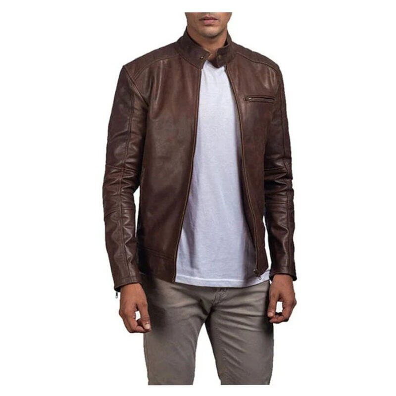 biker jacket-brown leather jacket-mens leather jacket-biker brown jacket-biker jacket-leather motor bike jacket-leather biker jacket-bike jacket-Men Stylish Biker Leather Jacket-Pebbled Leather-leather motor bike jacket-Mens brown Leather Biker Jacket