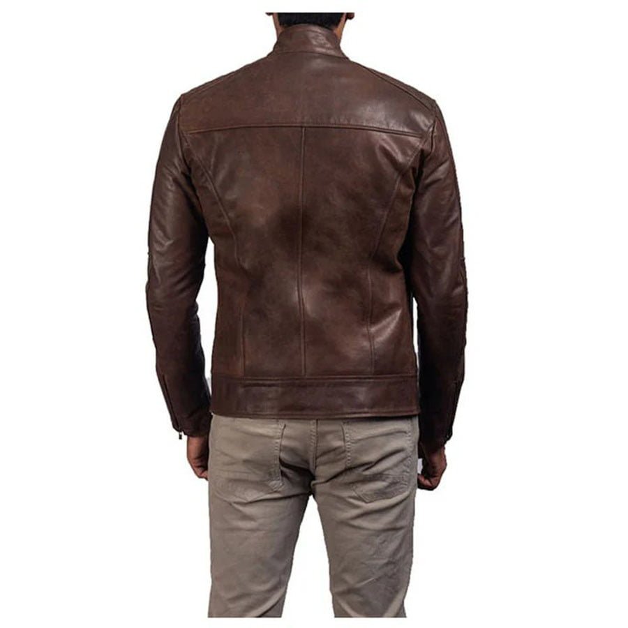 biker jacket-brown leather jacket-mens leather jacket-biker brown jacket-biker jacket-leather motor bike jacket-leather biker jacket-bike jacket-Men Stylish Biker Leather Jacket-Pebbled Leather-leather motor bike jacket-Mens brown Leather Biker Jacket