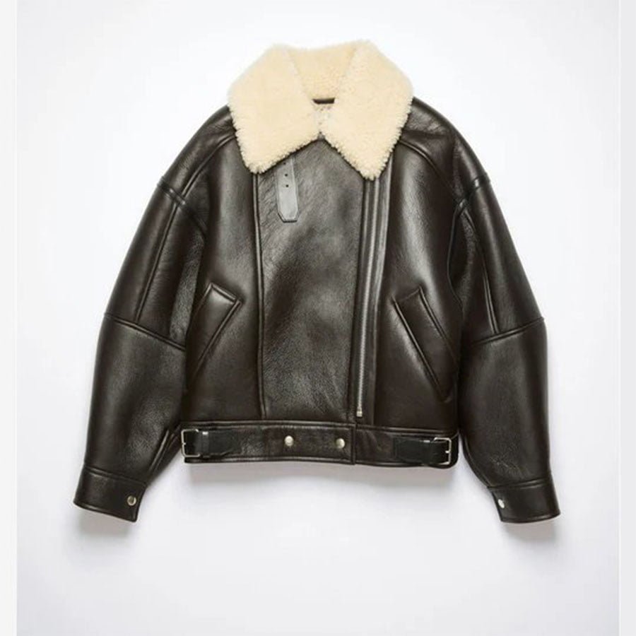 brown shearling leather-shearling jacket-sheepskin jacket-women shearling jackets-shearling coat womens-women's shearling biker jacket-faux shearling coat women's-shearling leather jacket women's-leather jacket with shearling