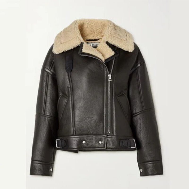 black shearling jacket-black shearling jacket-leather jacket-cowhide leather jacket-women shearling jackets-shearling coat womens-women's shearling biker jacket-faux shearling coat women's-shearling leather jacket women's-leather jacket with shearling