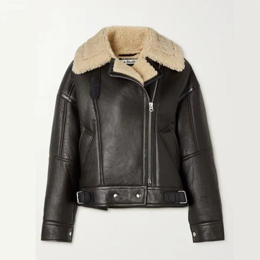 black shearling jacket-black shearling jacket-leather jacket-cowhide leather jacket-women shearling jackets-shearling coat womens-women's shearling biker jacket-faux shearling coat women's-shearling leather jacket women's-leather jacket with shearling