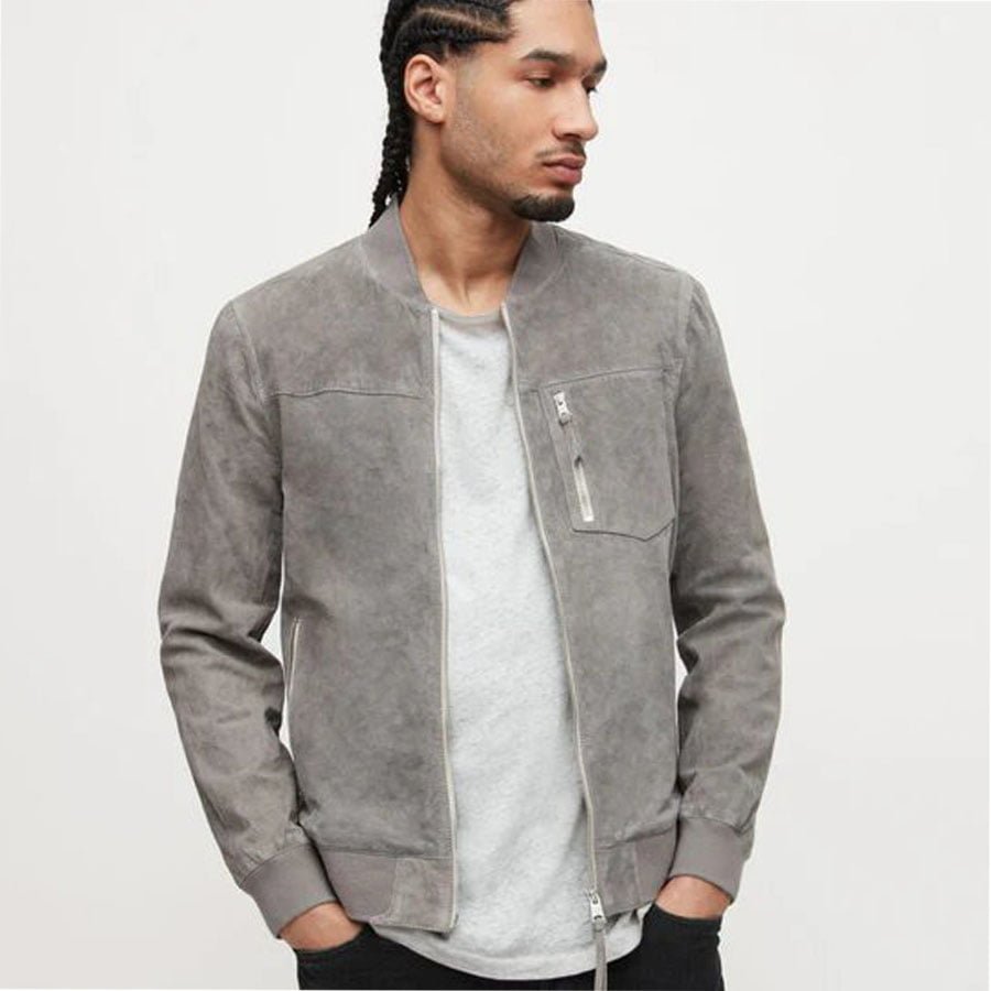 grey leather jacket-bomber men-bomber jacket-bomber jacket men-leather bomber jacket -mens leather bomber jacket-grey bomber jacket-Jet grey Suede Bomber Men Jacket-grey Suede Jacket-Jet grey bomber jacket-grey leather jacket for men-Affordable bomber jacket