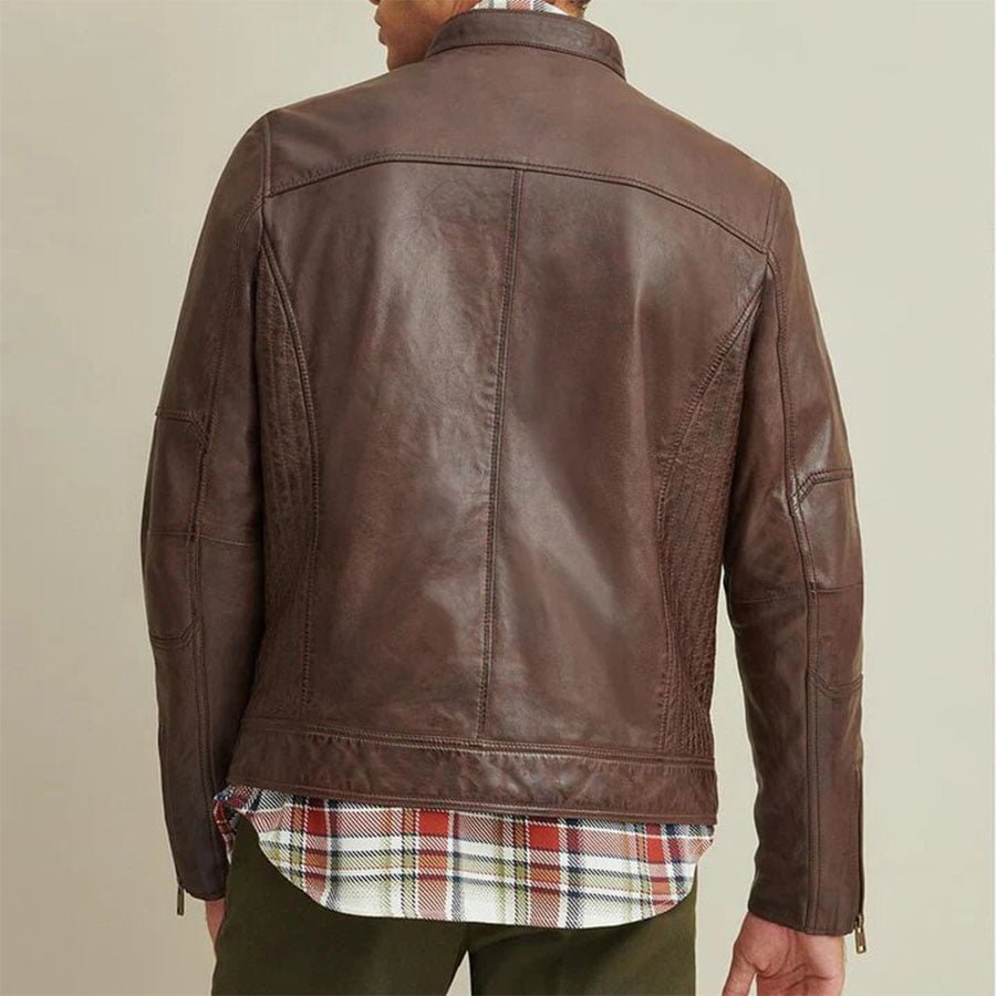 biker jacket-leather motor bike jacket-leather biker jacket-bike jacket-Men Stylish Biker Leather Jacket-Pebbled Leather-leather motor bike jacket- Mens Brown Leather Biker Jacket