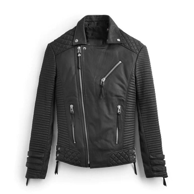 biker jacket-leather motor bike jacket-leather biker jacket-bike jacket-Men Stylish Biker Leather Jacket-Pebbled Leather-leather motor bike jacket- Mens Black Leather Biker Jacket