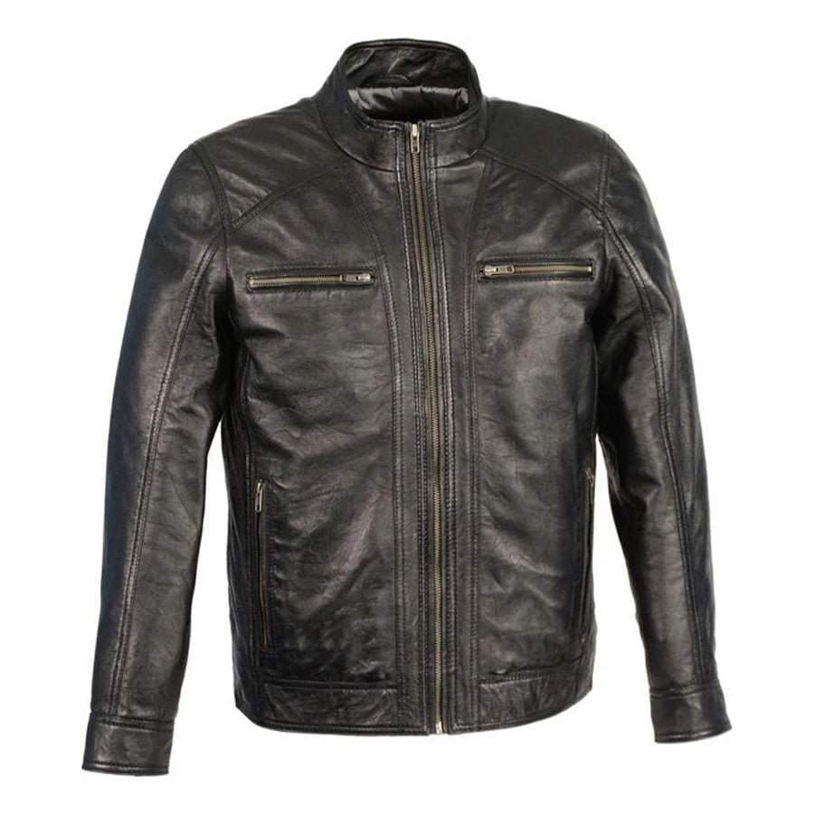 biker jacket-leather motor bike jacket-leather biker jacket-bike jacket-Men Stylish Biker Leather Jacket-Pebbled Leather-leather motor bike jacket- Mens Black Leather Biker Jacket