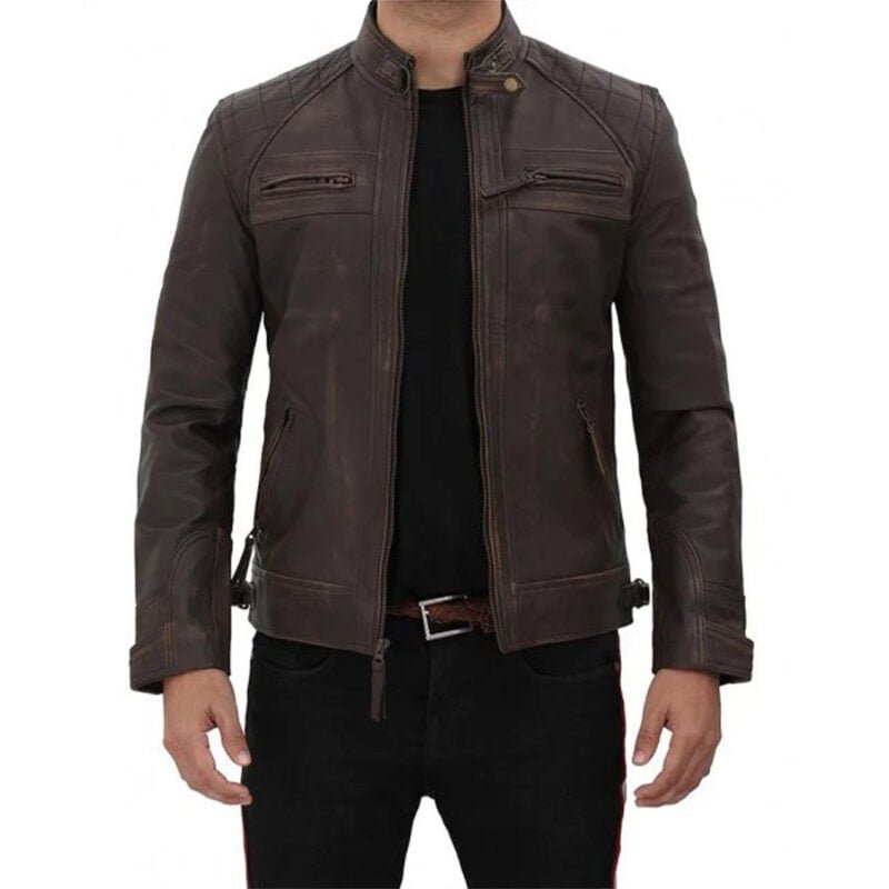 brown leather jacket-biker leather coat-biker jacket-leather motor bike jacket-leather biker jacket-bike jacket-Men Stylish Biker Leather Jacket-Pebbled Leather-leather motor bike jacket-Mens brown Leather Biker Jacket-moto biker leather jacket