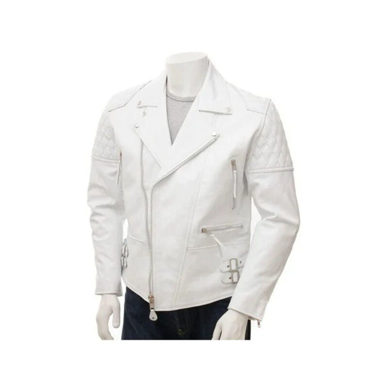 white leather jacket-moto leather jacket-biker leather jacket-white coat-biker jacket-leather motor bike jacket-leather biker jacket-bike jacket-Men Stylish Biker Leather Jacket-Pebbled Leather-leather motor bike jacket-Mens white Leather Biker Jacket