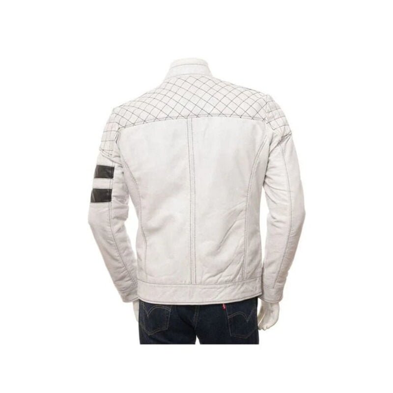 white jacket-leather jacket-shearling jacket-biker jacket-leather motor bike jacket-leather biker jacket-bike jacket-Men Stylish Biker Leather Jacket-Pebbled Leather-leather motor bike jacket-Mens white Leather Biker Jacket