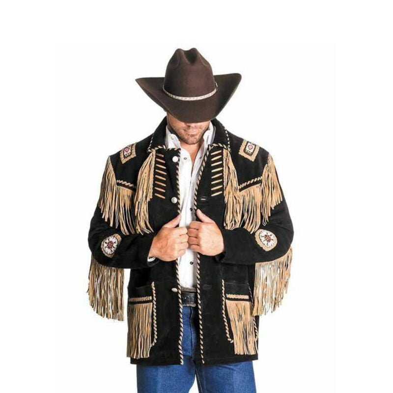 cowboy jacket-cowboy coat-cowboy jacket m-fringe jacket-vintage suede jacket-native jacket-native american jackets-native american coats-native american jackets and coats-native american jackets for mens-Men's Traditional Native Cowboy Real Suede Leather Western Jacket Braided Fringes Indian, Fringe Suede Cowboy Suede Leather Jacket Coat-native american leather jacket-native american style jacket-american indian jacket-native american jacket men's-native indian jackets-Suede Leather Jacket