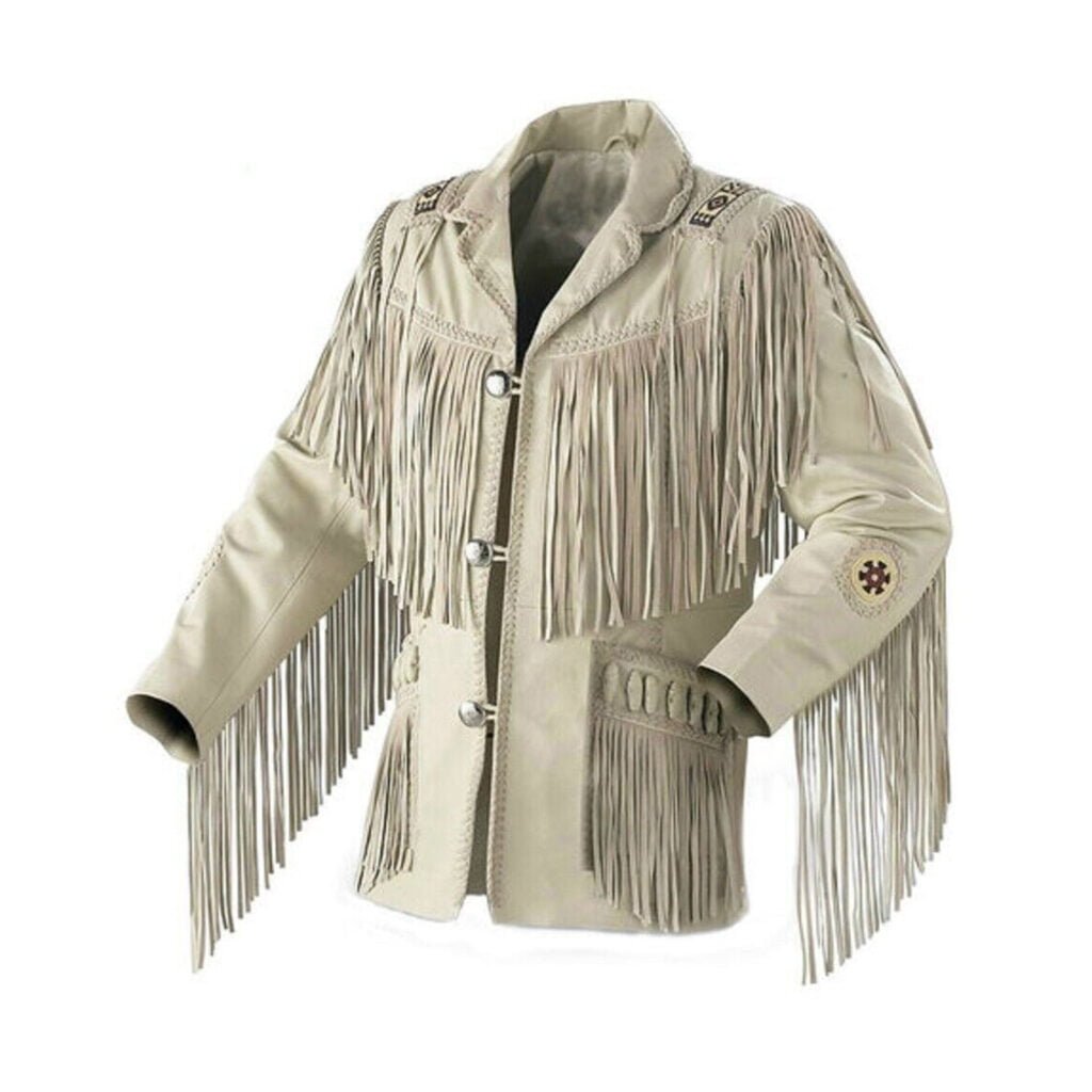 native american jackets-native american coats-native american jackets and coats-native american jackets for mens-native american leather jacket-White native american style jacket-american indian jacket-native american jacket men's-native indian jackets-Men Native Western Cowboy White Suede Leather Jacket Fringe & Beaded Coat, Handmade Vintage Western Cowboy Suede Leather Jacket with Fringe